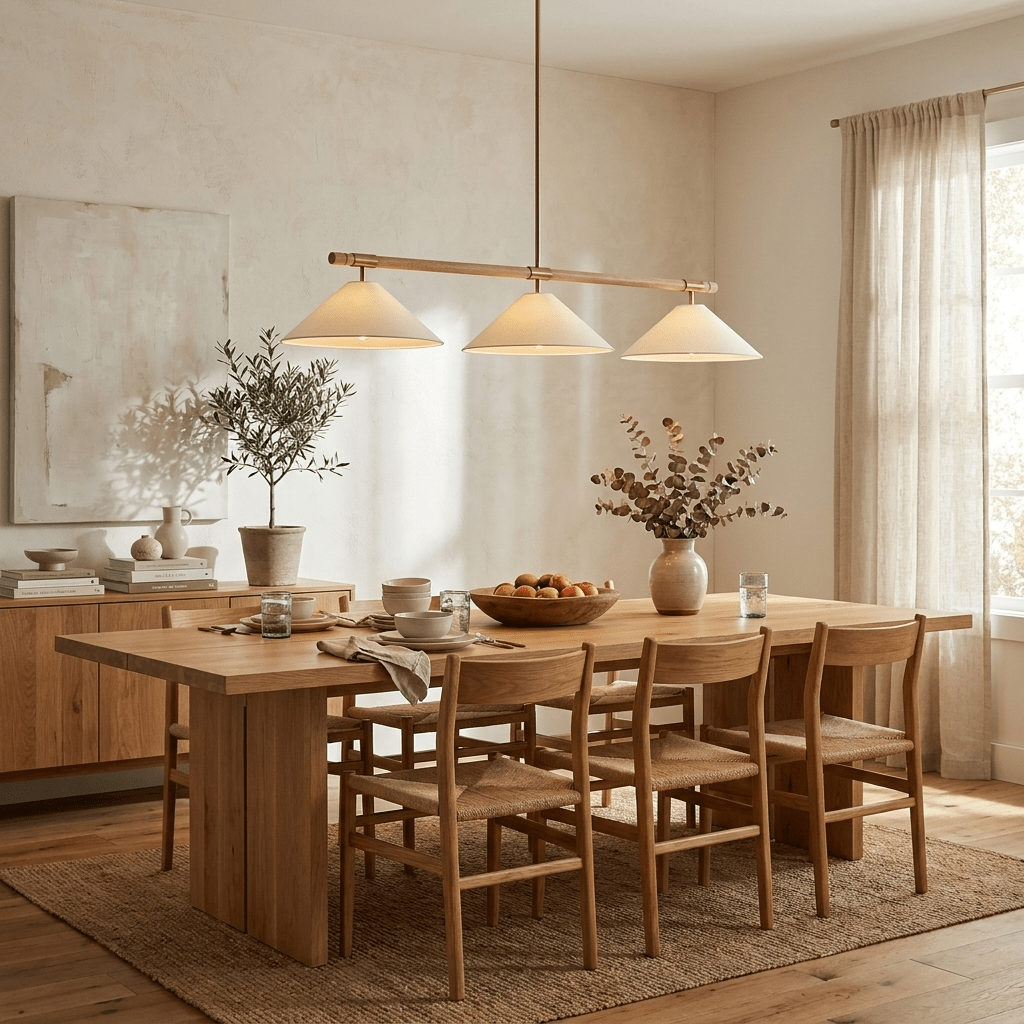 Linen Cone Linear Chandelier-Neutral Decor