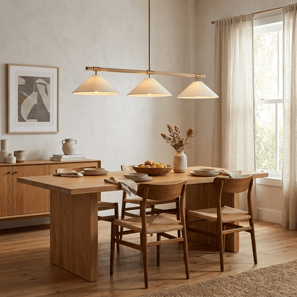 Linen Cone Linear Chandelier-Neutral Decor