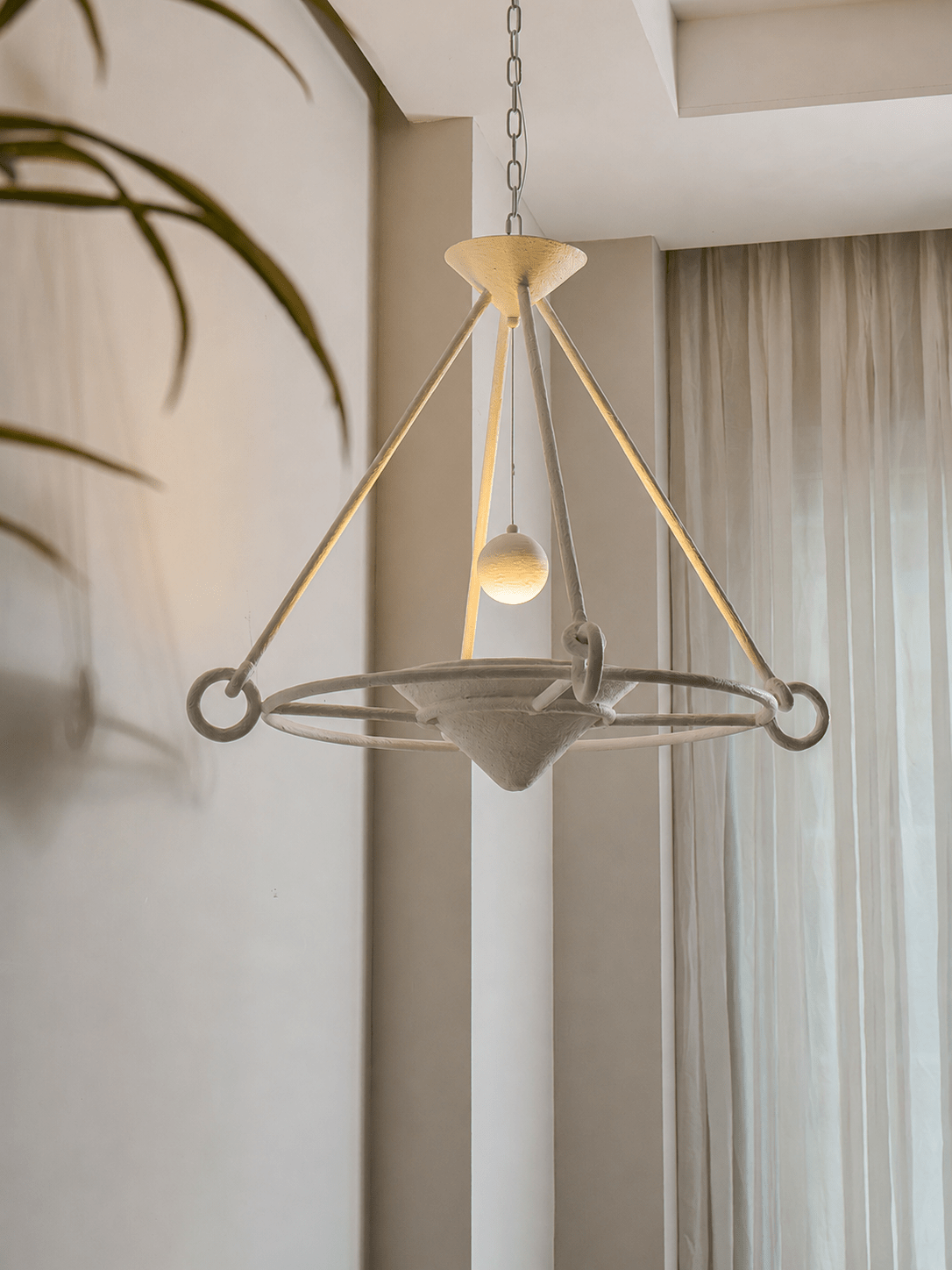 Sculptural Plaster Chandelier-Neutral Decor