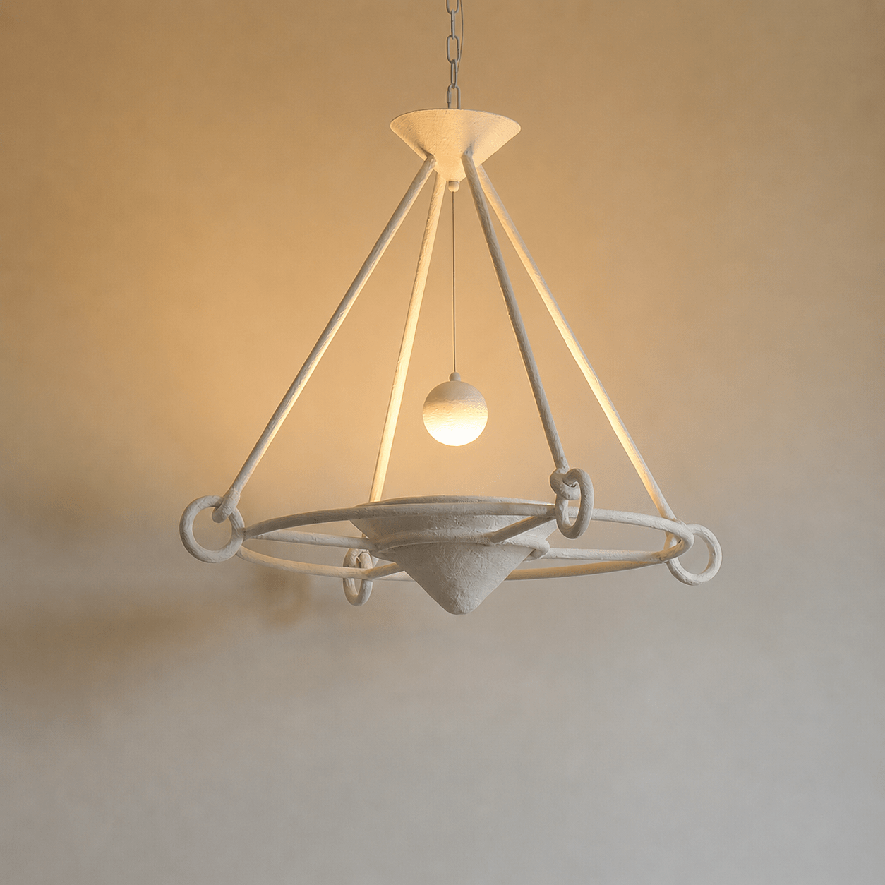 Sculptural Plaster Chandelier-Neutral Decor