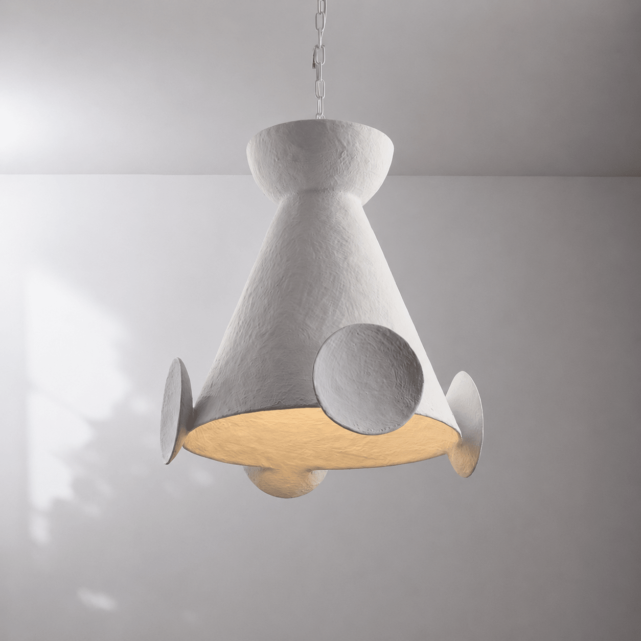 Sculptural Plaster Cone Pendant Lamp-Neutral Decor