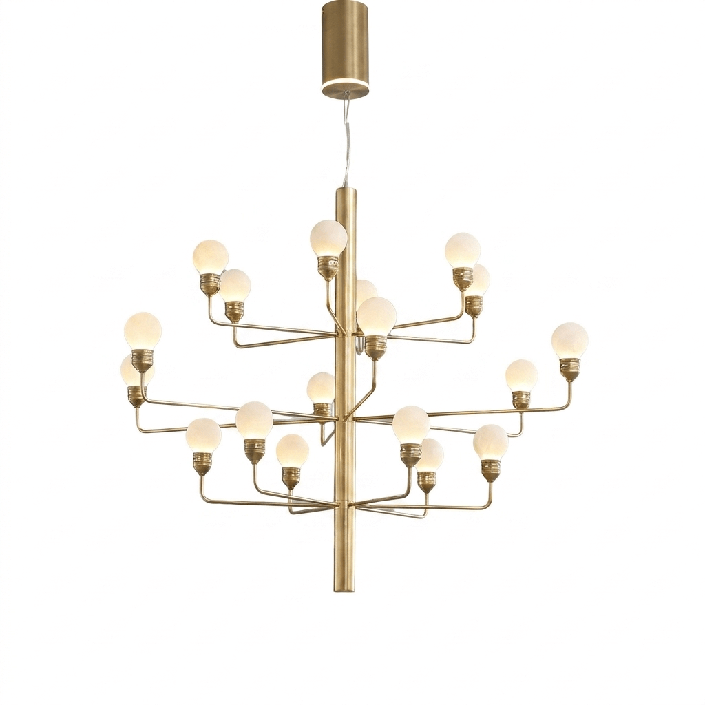Raggiera Tiered Alabaster Globe Chandelier-Neutral Decor