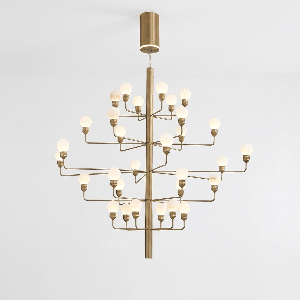Raggiera Tiered Alabaster Globe Chandelier-Neutral Decor