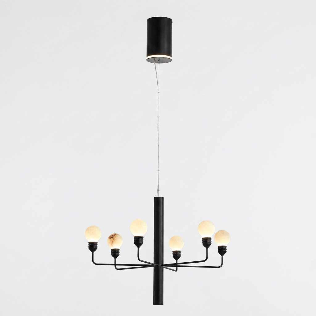 Raggiera Tiered Alabaster Globe Chandelier-Neutral Decor