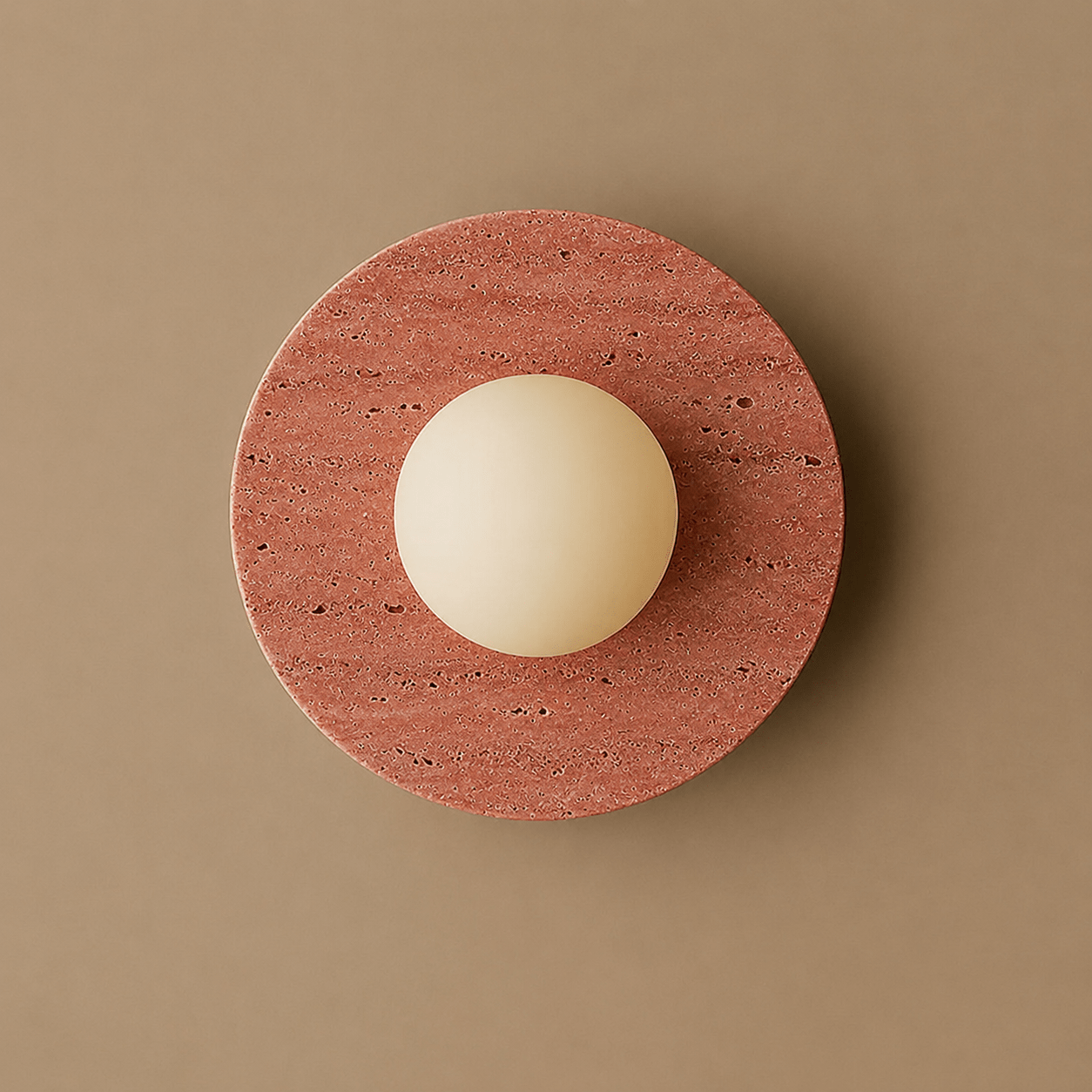 Pietraluna Round Stone Disc Wall Sconce-Neutral Decor