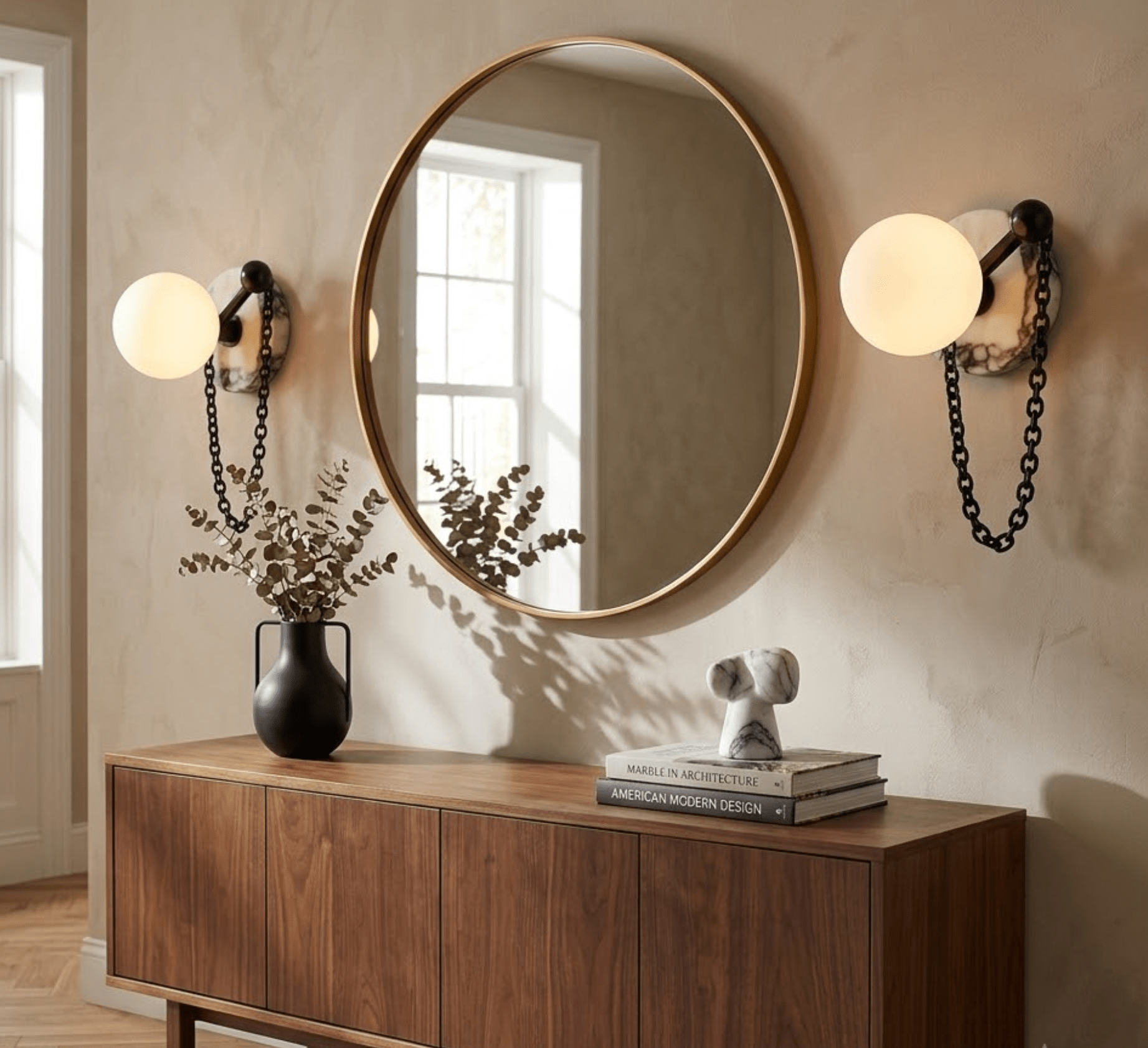 Keepsake Marble Globe Wall Sconce-Neutral Decor