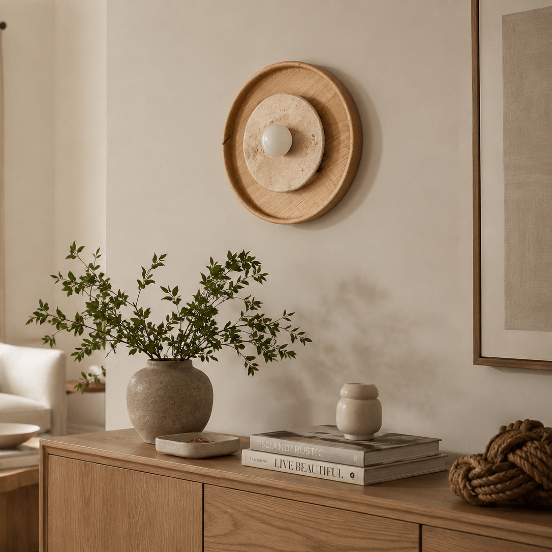 Rapolano Travertine Wall Sconce-Neutral Decor