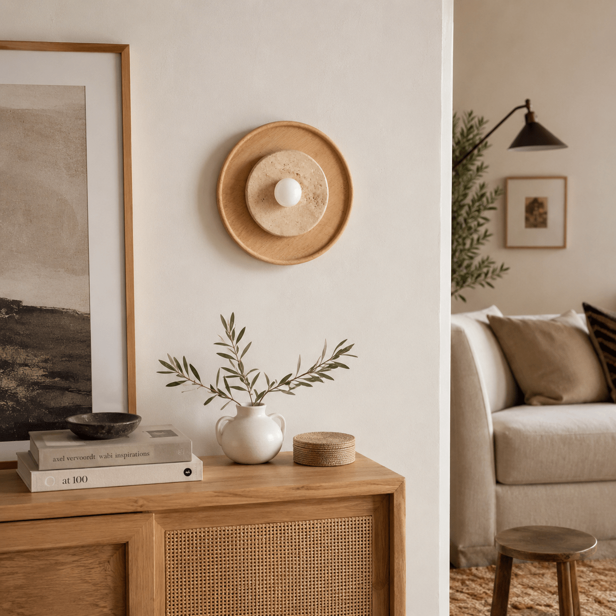 Rapolano Travertine Wall Sconce-Neutral Decor