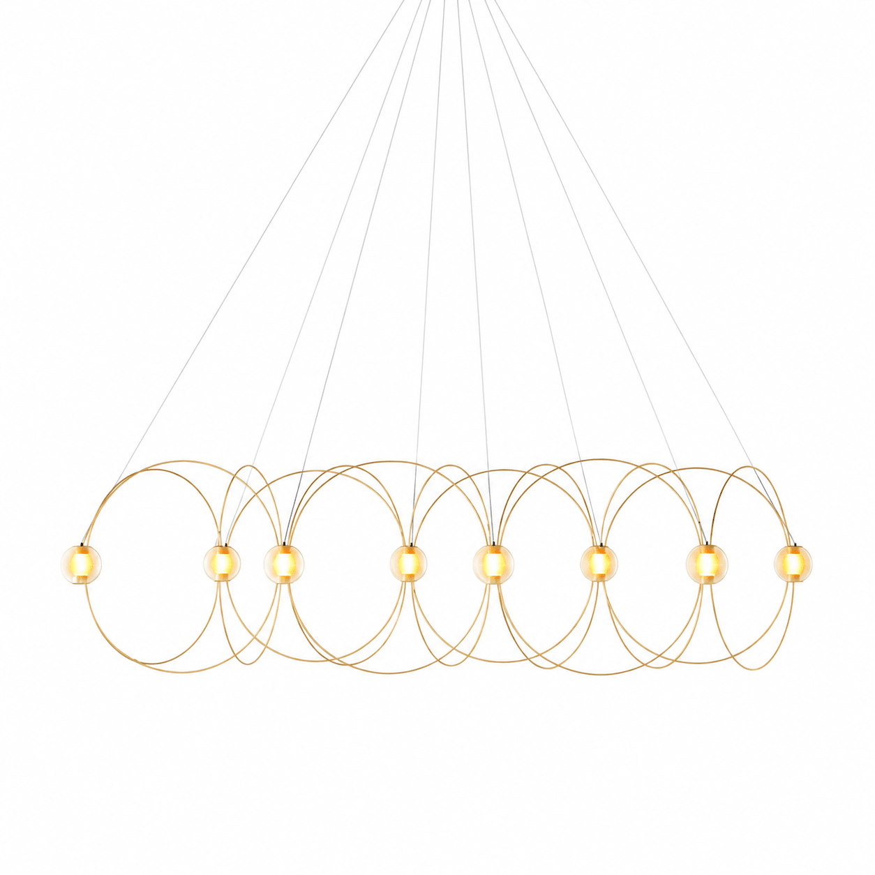Amber Glass Orb Loop Chandelier-Neutral Decor