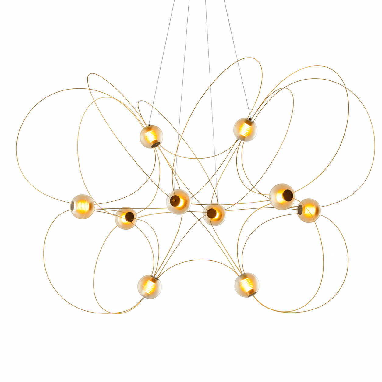 Amber Glass Orb Loop Chandelier-Neutral Decor