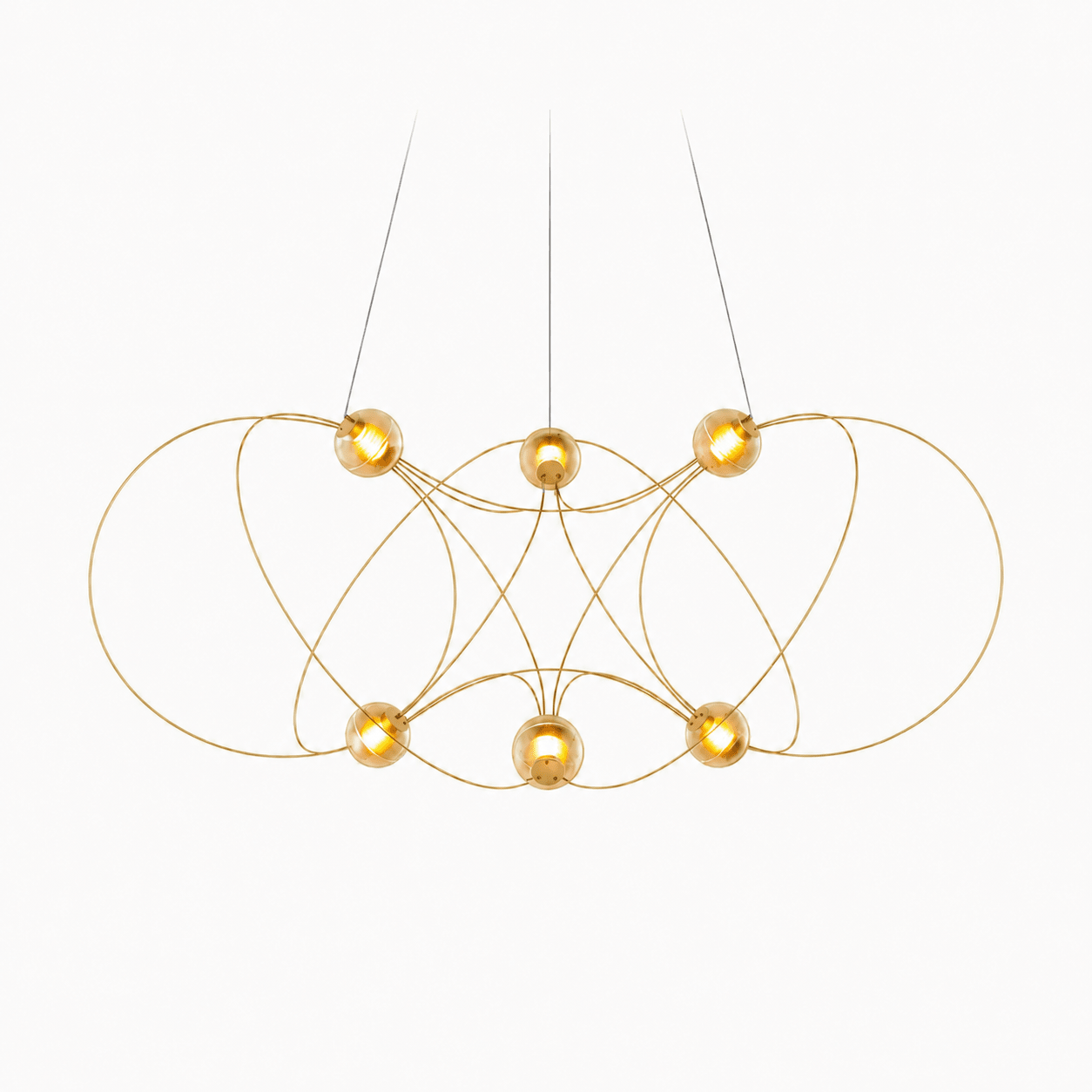 Amber Glass Orb Loop Chandelier-Neutral Decor