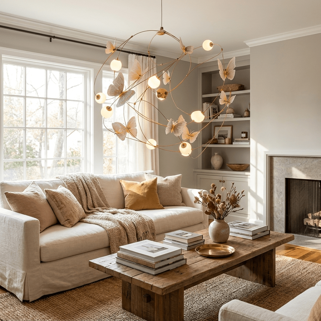 Flutter Orbit Butterfly Chandelier-Neutral Decor