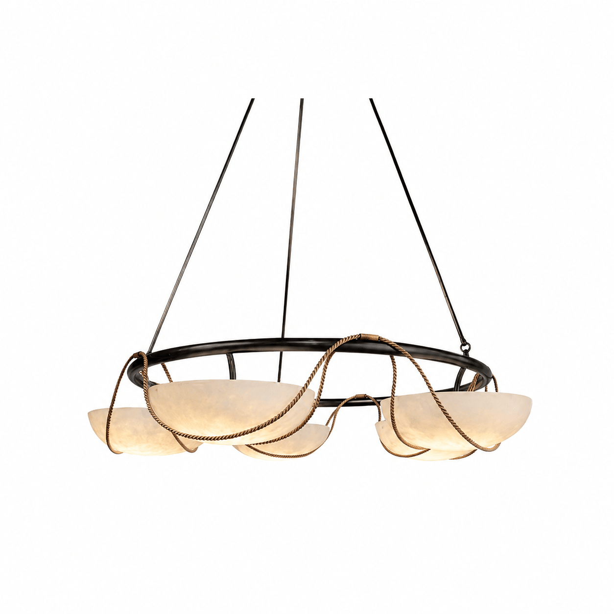 Alabaster Bowl Ring Chandelier-Neutral Decor