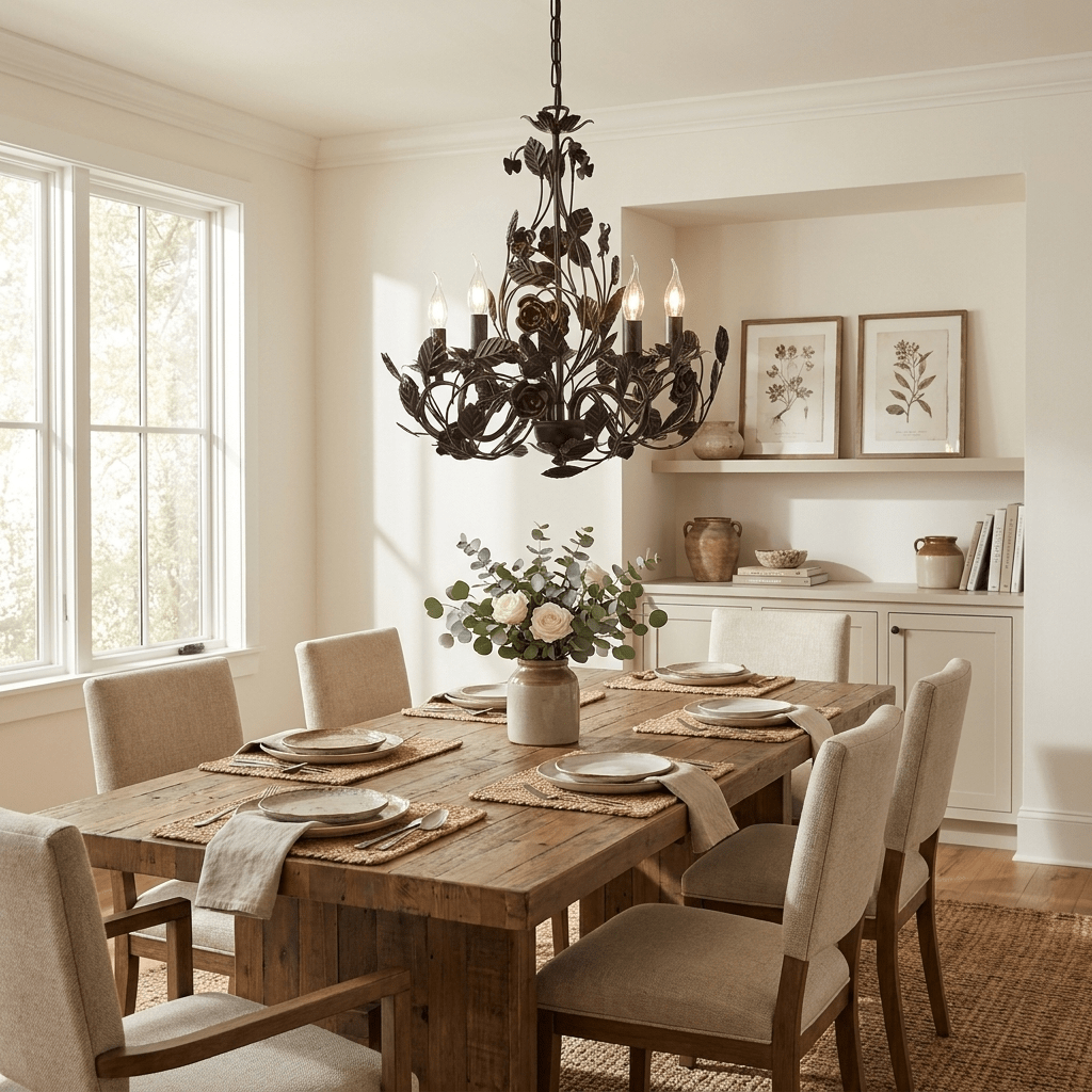 Rosaio Wrought Iron Chandelier-Neutral Decor