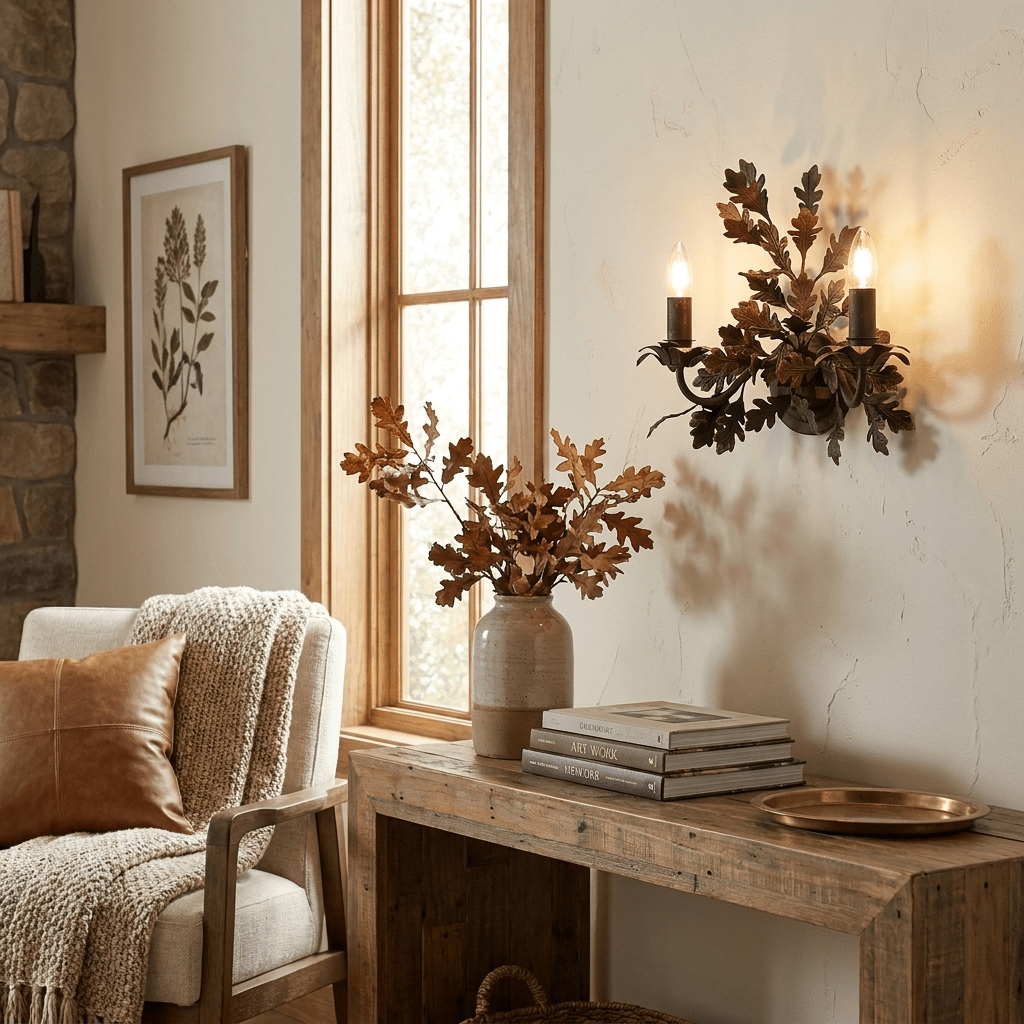Oak Leaf Wrought Sconce-Neutral Decor