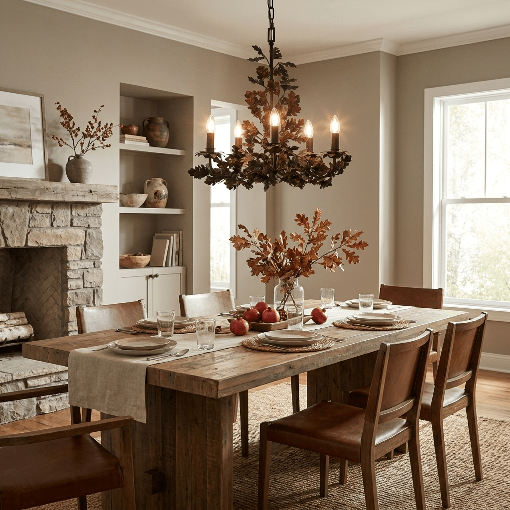 Thicket Oak Leaf Chandelier-Neutral Decor
