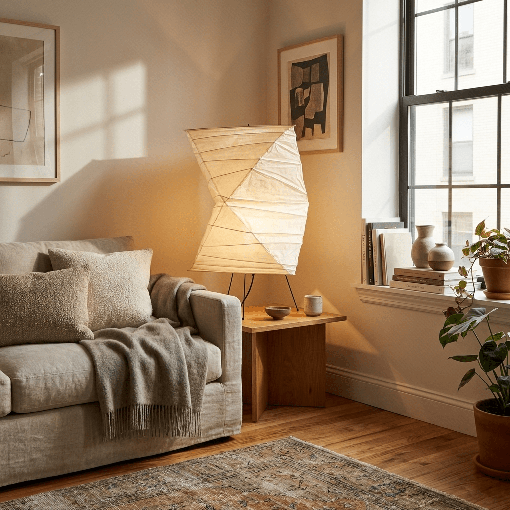 Twisted Paper Shade Table Lamp-Neutral Decor