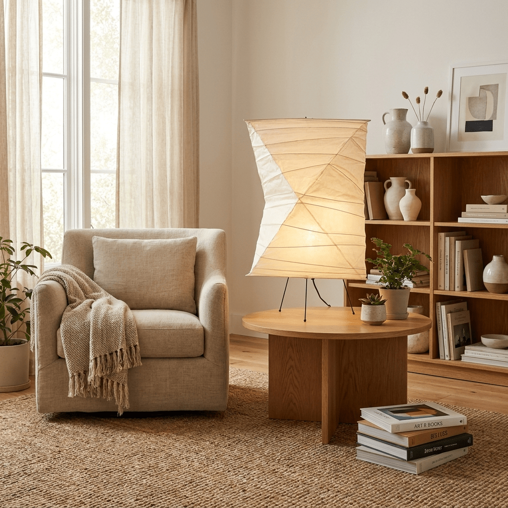 Twisted Paper Shade Table Lamp-Neutral Decor