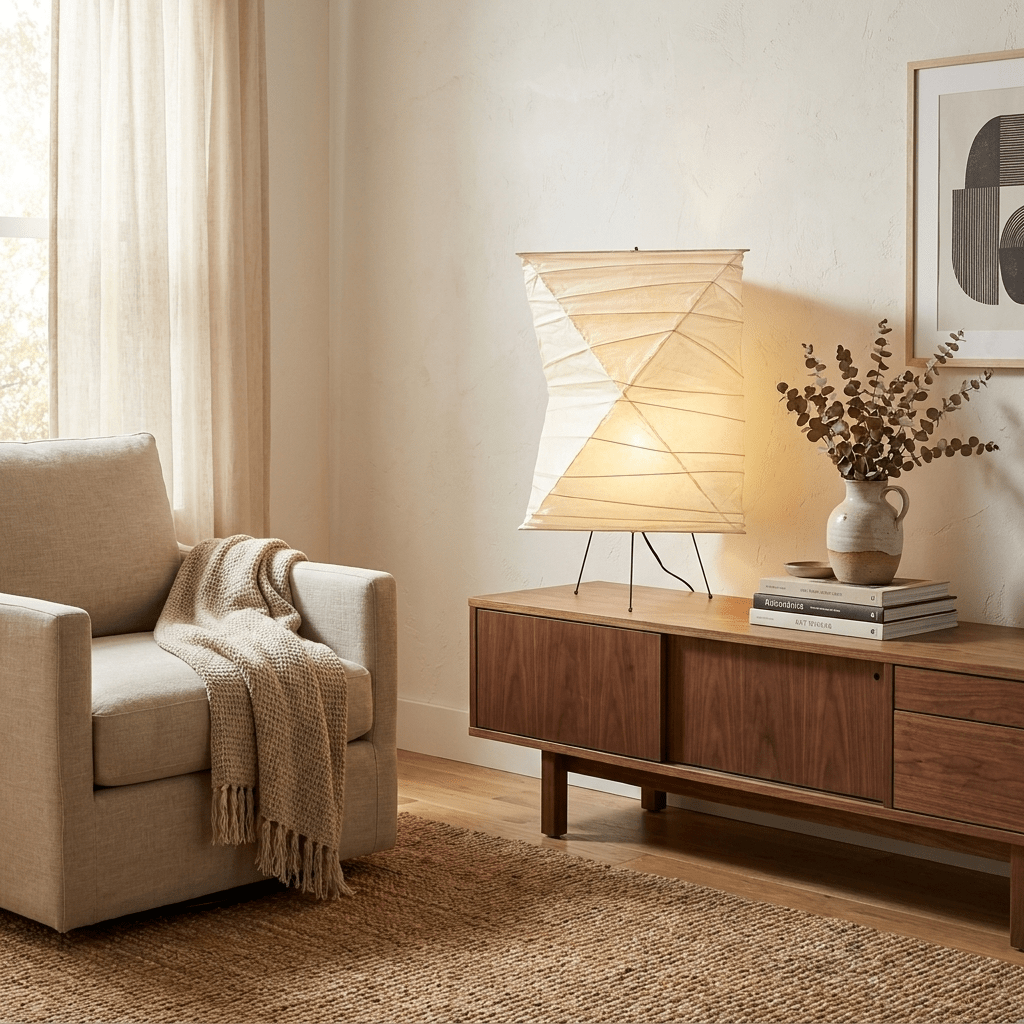 Twisted Paper Shade Table Lamp-Neutral Decor