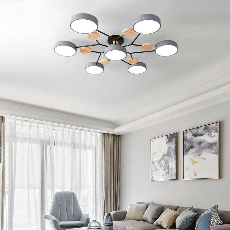 Arisha Ceiling Light, Wood Round for Living Room - Neutral Decor