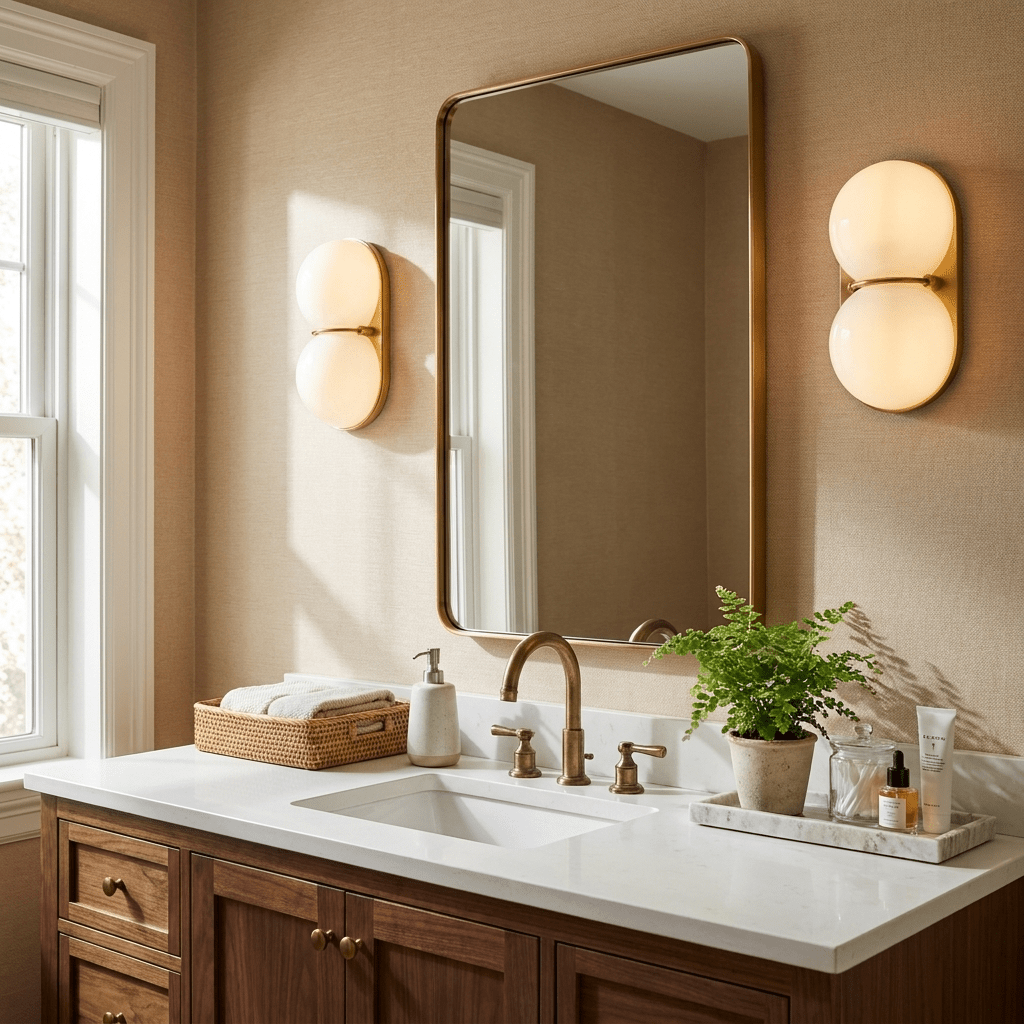 Two Globe Glass Wall Sconce-Neutral Decor
