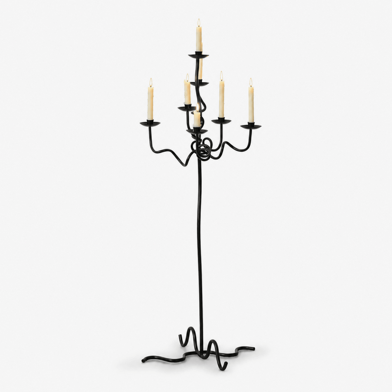 Hand Forged Iron Floor Candelabra-Neutral Decor
