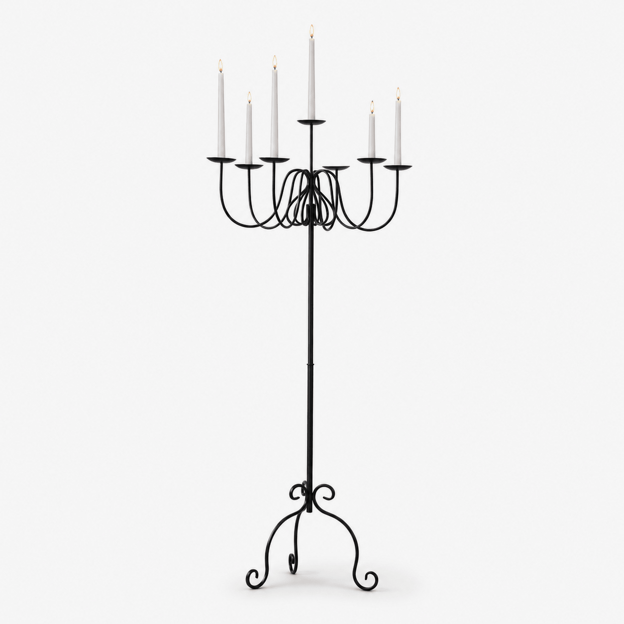 Wrought Iron Floor Candelabra-Neutral Decor