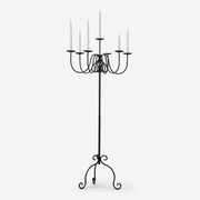 Wrought Iron Floor Candelabra-Neutral Decor