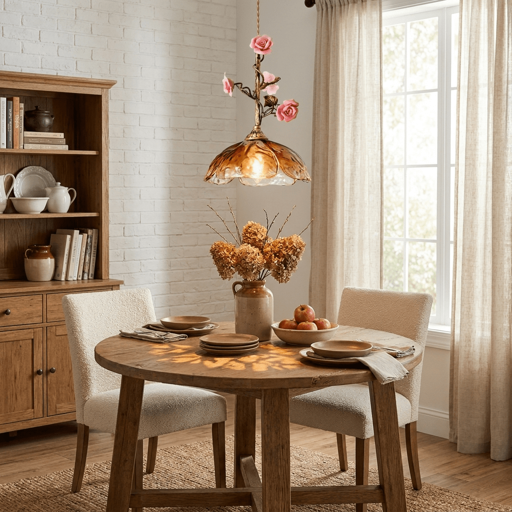 Trellis Rose Pendant Lamp-Neutral Decor