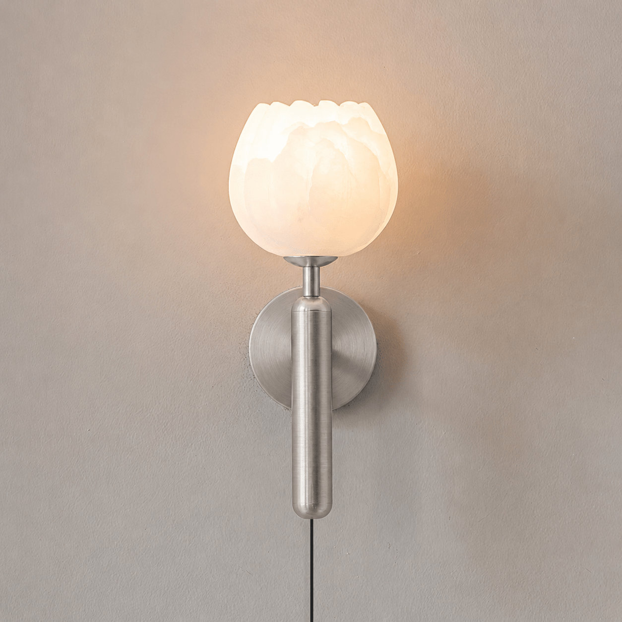 Mian Alabaster Plug-in Wall Lamp-Neutral Decor