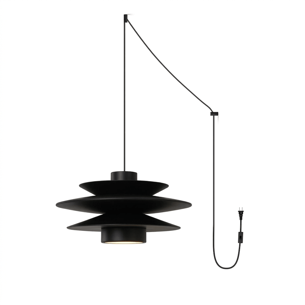 Cascade Wooden Disc Swag Pendant Lamp-Neutral Decor
