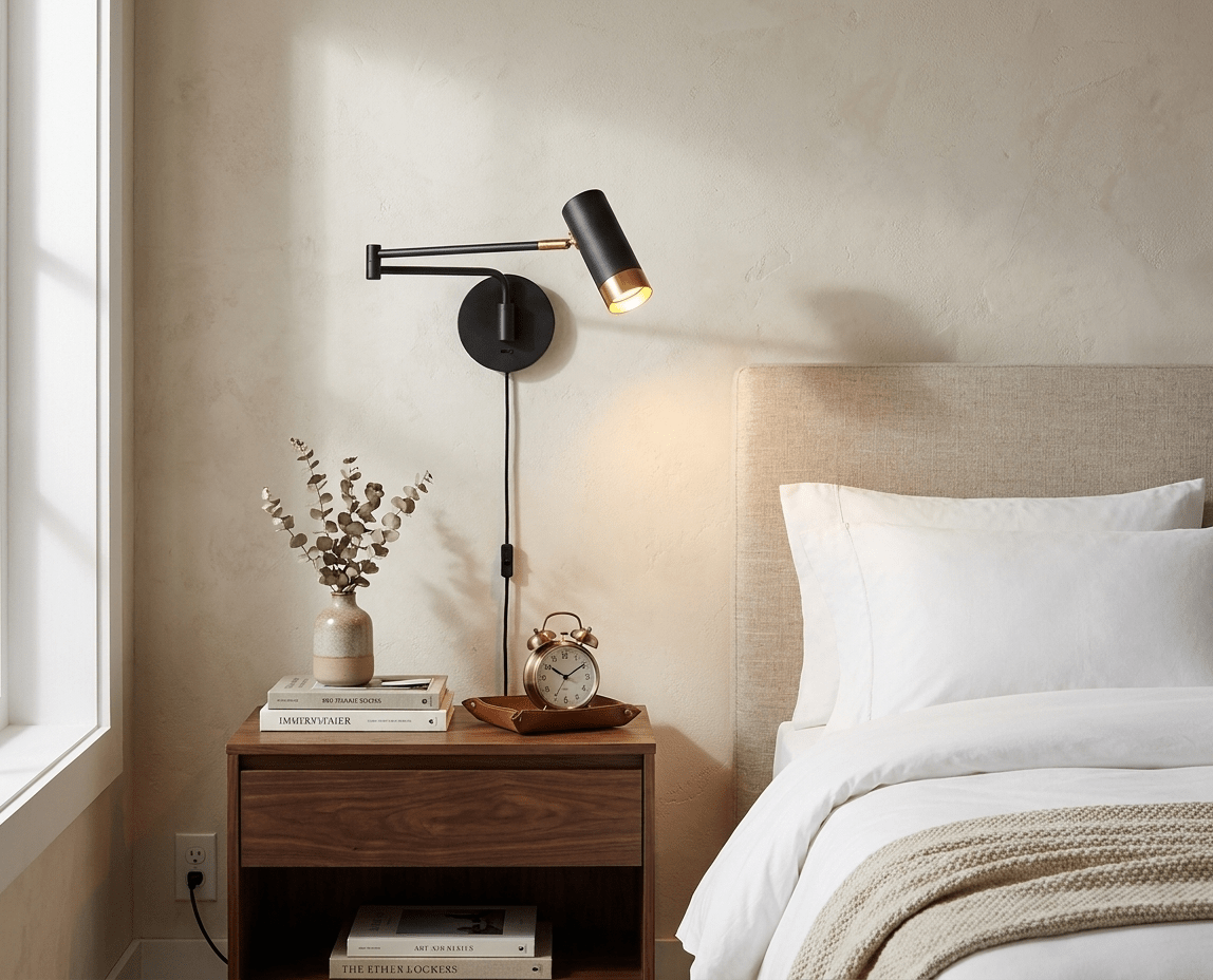 Ridge Arm Plug-in Wall Lamp-Neutral Decor
