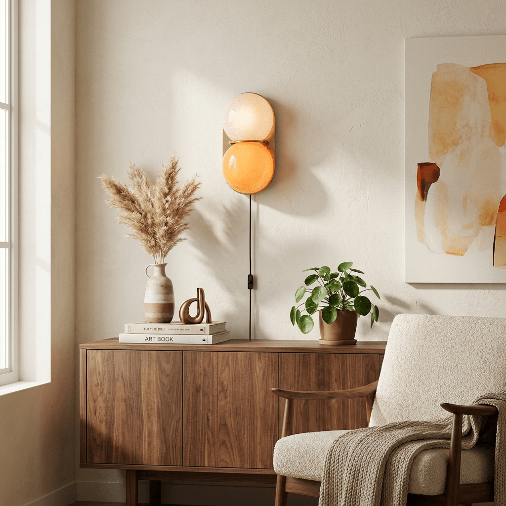 Two Globe Glass Plug-in Wall Sconce-Neutral Decor