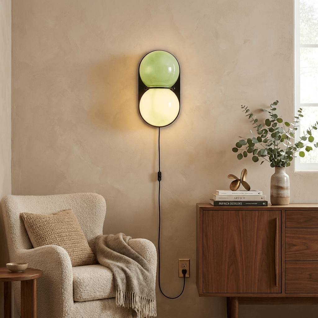 Two Globe Glass Plug-in Wall Sconce-Neutral Decor
