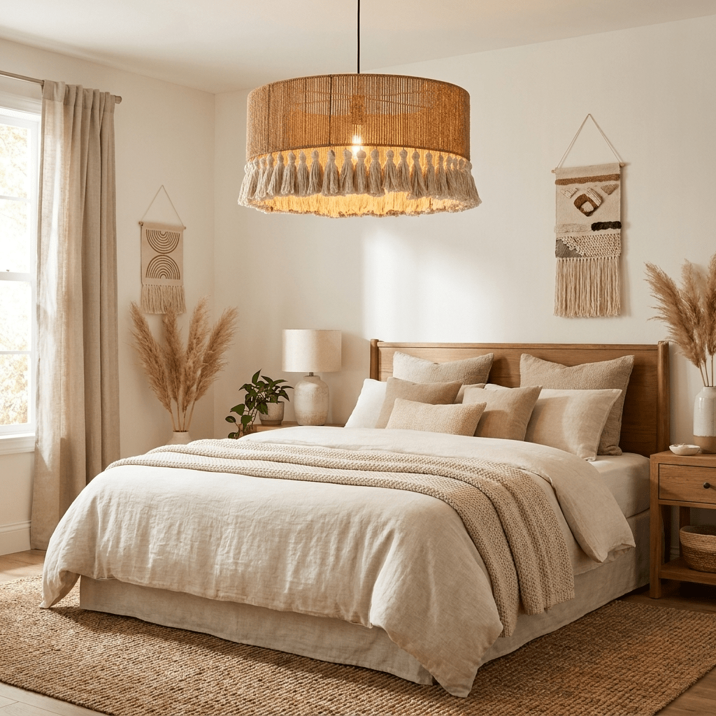 Fringe Jute Pendant Lamp-Neutral Decor