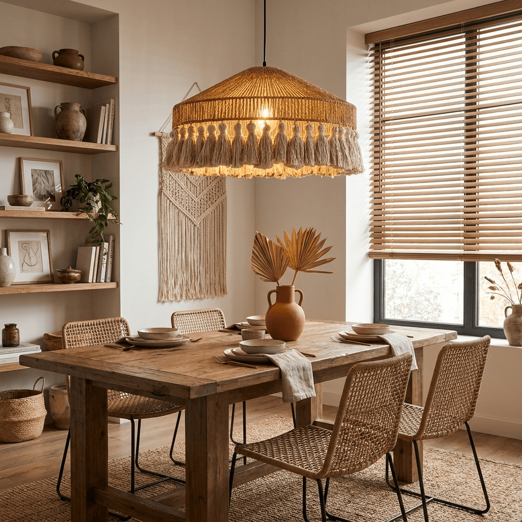 Fringe Jute Pendant Lamp-Neutral Decor