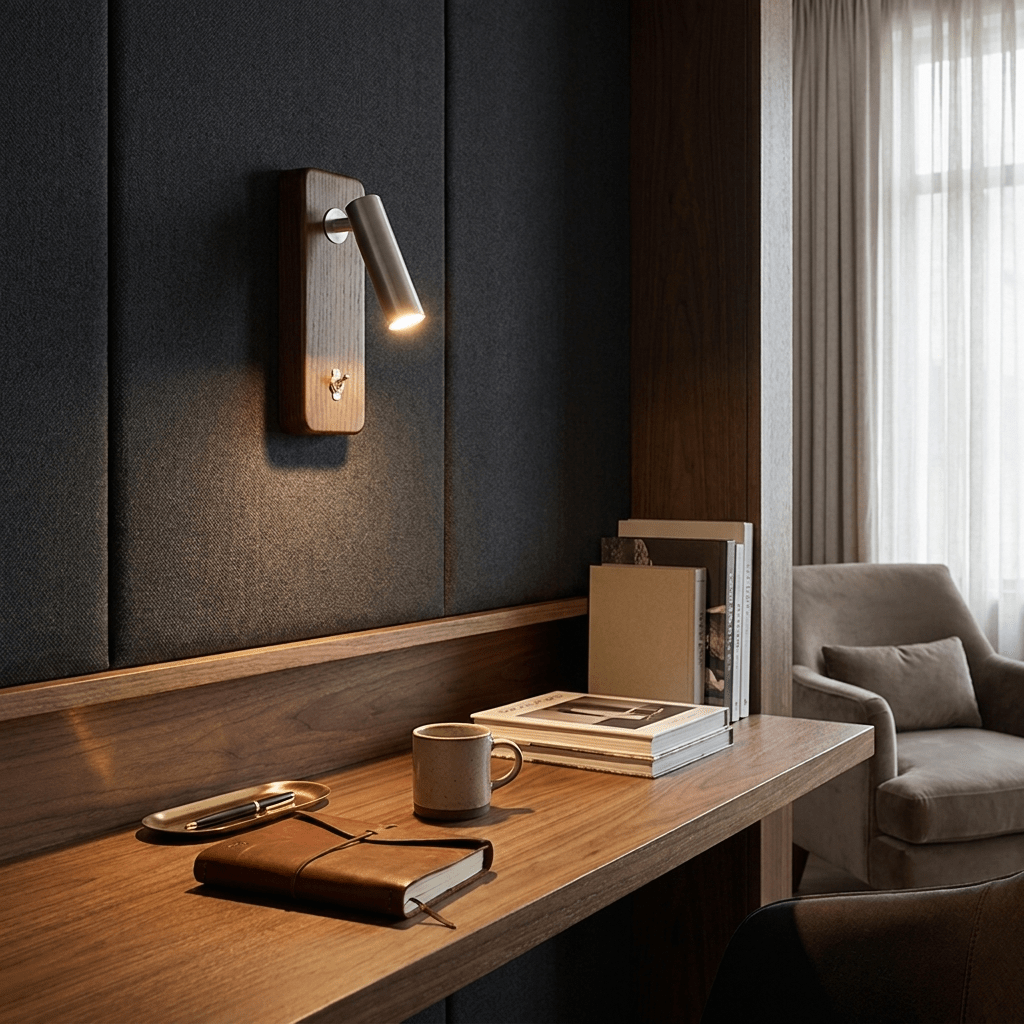 Alderaine Wood LED Reading Wall Sconce