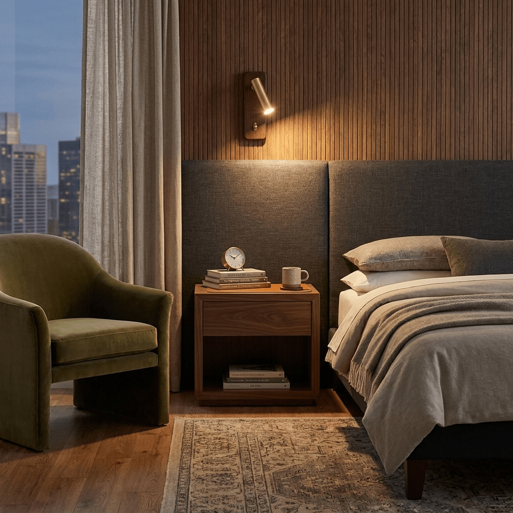 Alderaine Wood LED Reading Wall Sconce