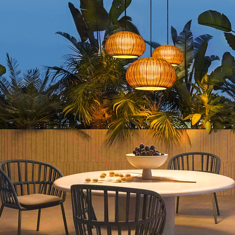 Jarvis Lantern Shaped Modern Rattan Outdoor Wall Lamp
