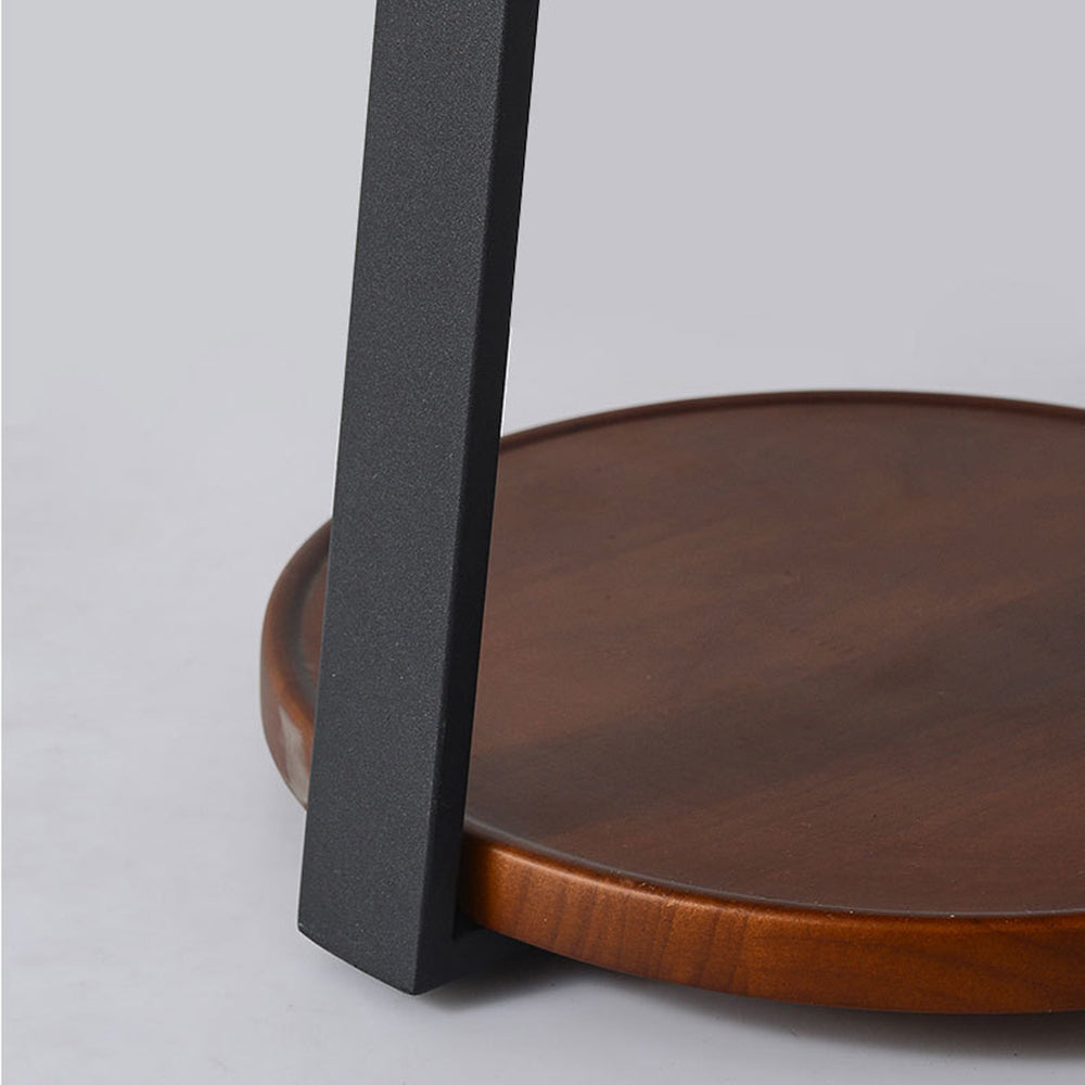 Muto Natural Round Wood Floor Lamp With Table Bedroom - Neutral Decor