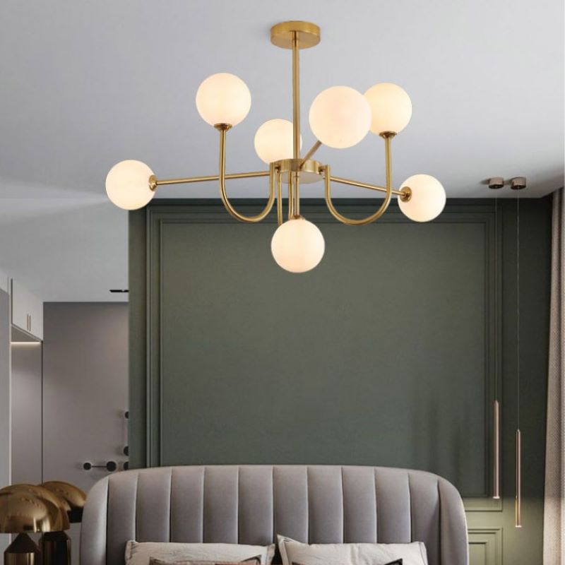 Valentina Modern LED Chandelier Gold Glass Living/Dining Room/Bedroom - Neutral Decor
