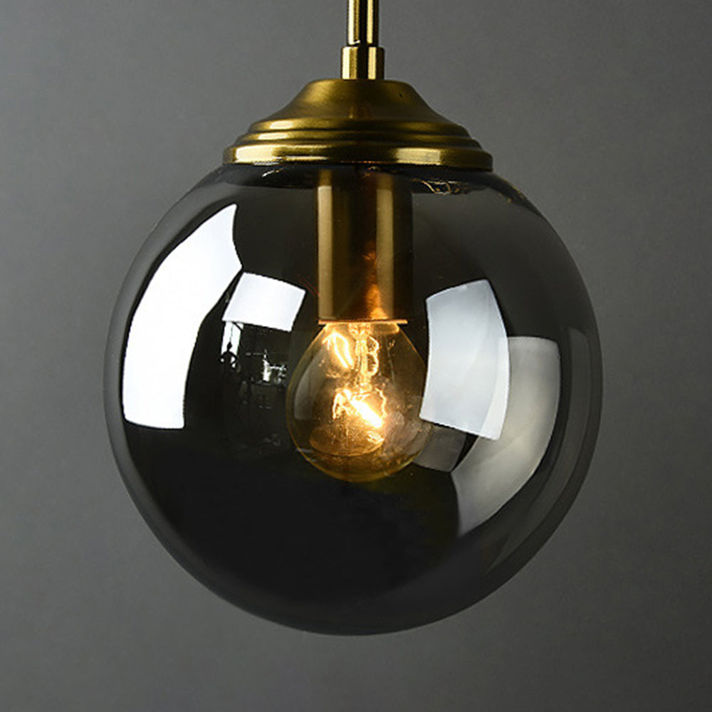 Valentina Modern Globe Metal/Glass Wall Lamp, Gray/Amber/Clear/White - Neutral Decor