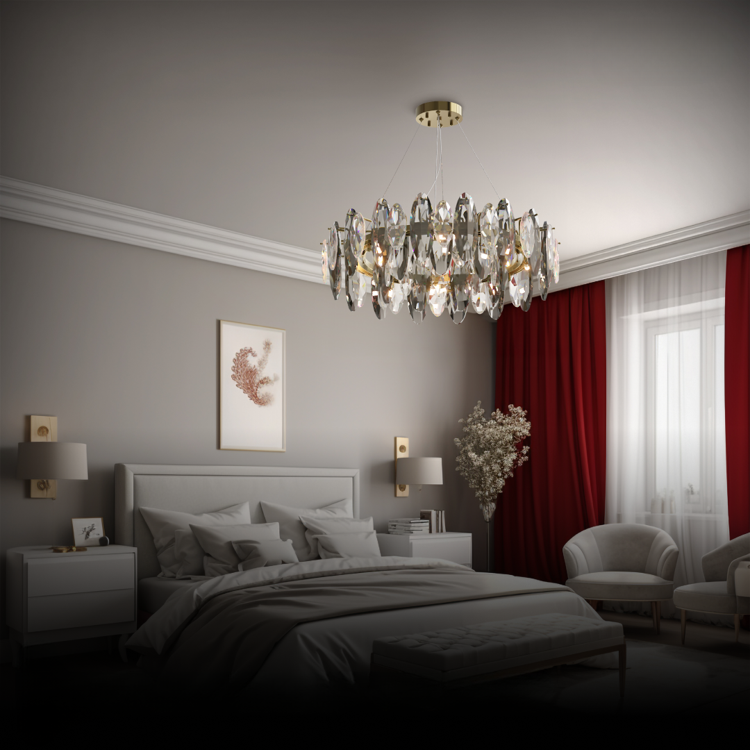 Kristy Crystal Chandelier LED Elliptical Glass/Metal Gold Living Room - Neutral Decor