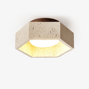 Hexara Travertine Ceiling Light-Neutral Decor