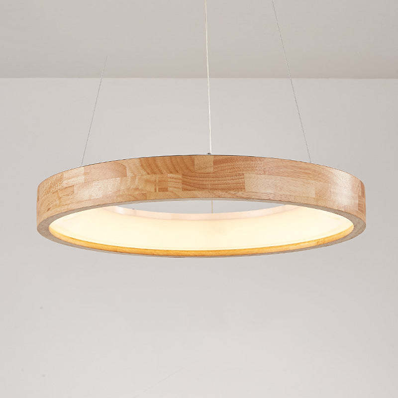 Muto Modern Ring Wood Pendant Light - Neutral Decor