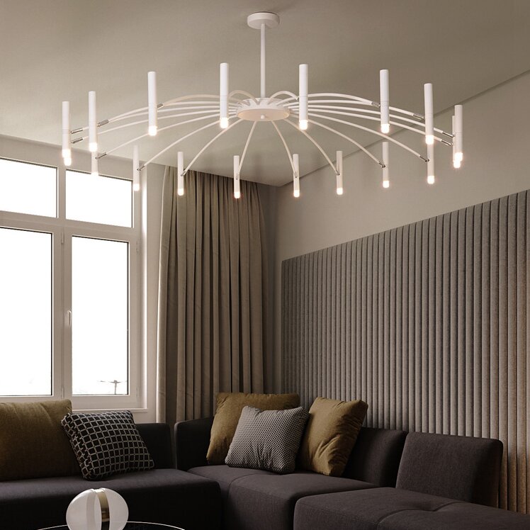 Arisha Modern Blown Linear Metal Multi-heads Chandelier - Neutral Decor