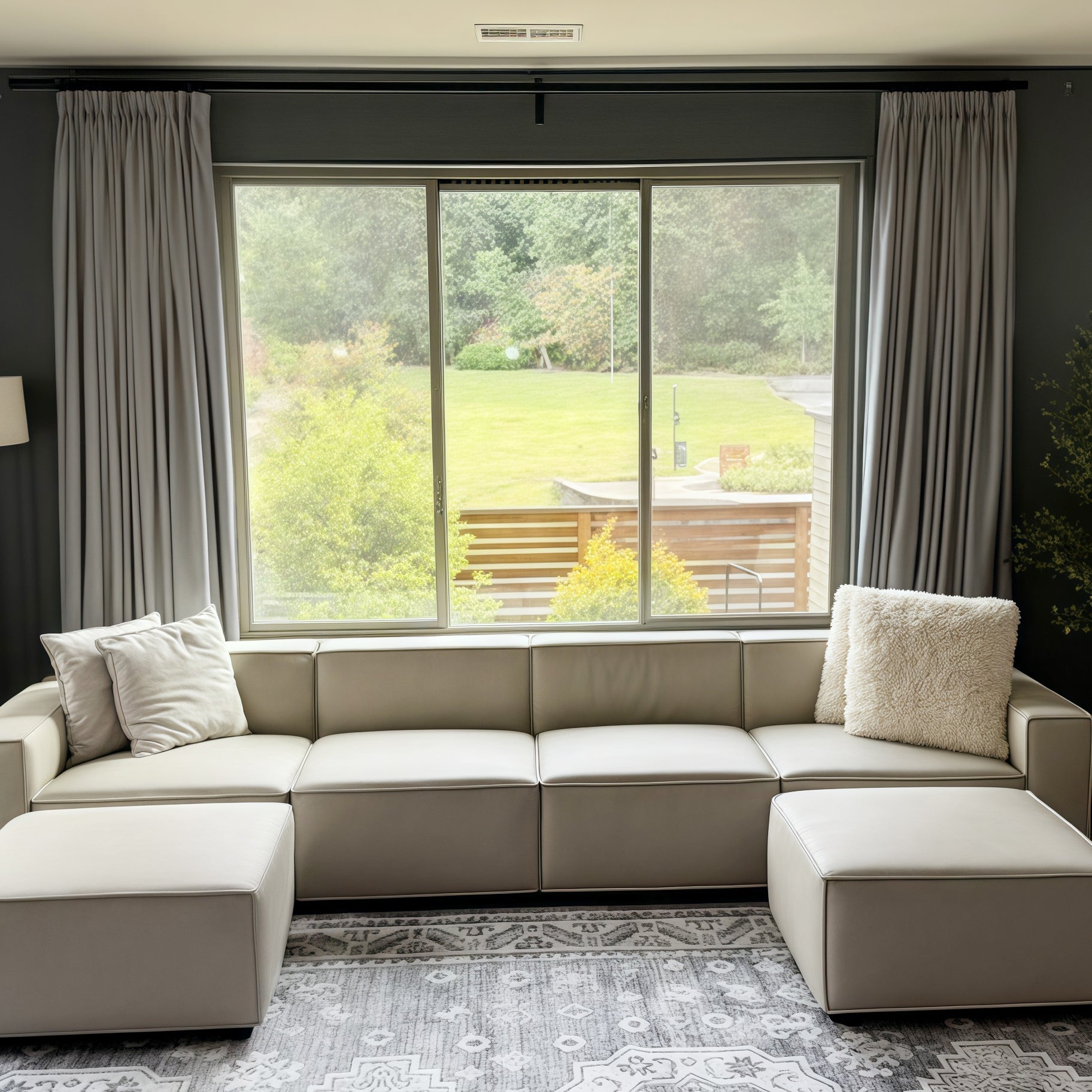 Lily Linen Curtains & Drapes Pleated-Neutral Decor