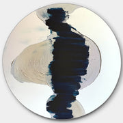 Wall Art Round Navy Beige Brushstroke - Neutralighting