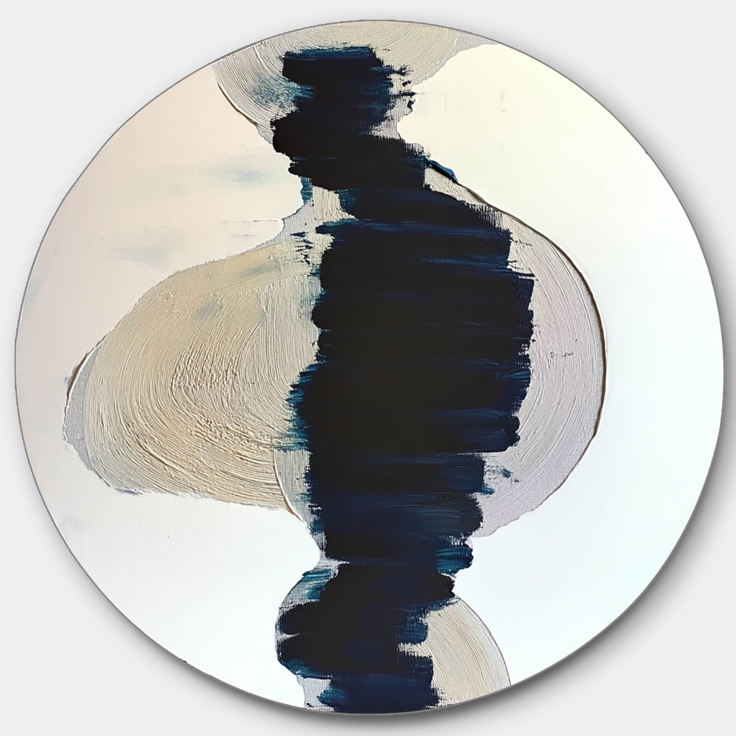 Wall Art Round Navy Beige Brushstroke - Neutralighting