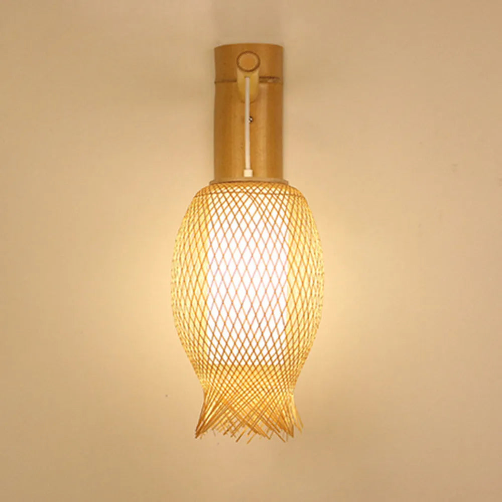 Ritta Wall Lamp Rustic, Muto Rattan Weaving LED, Hallway Wall Sconce - Neutral Decor